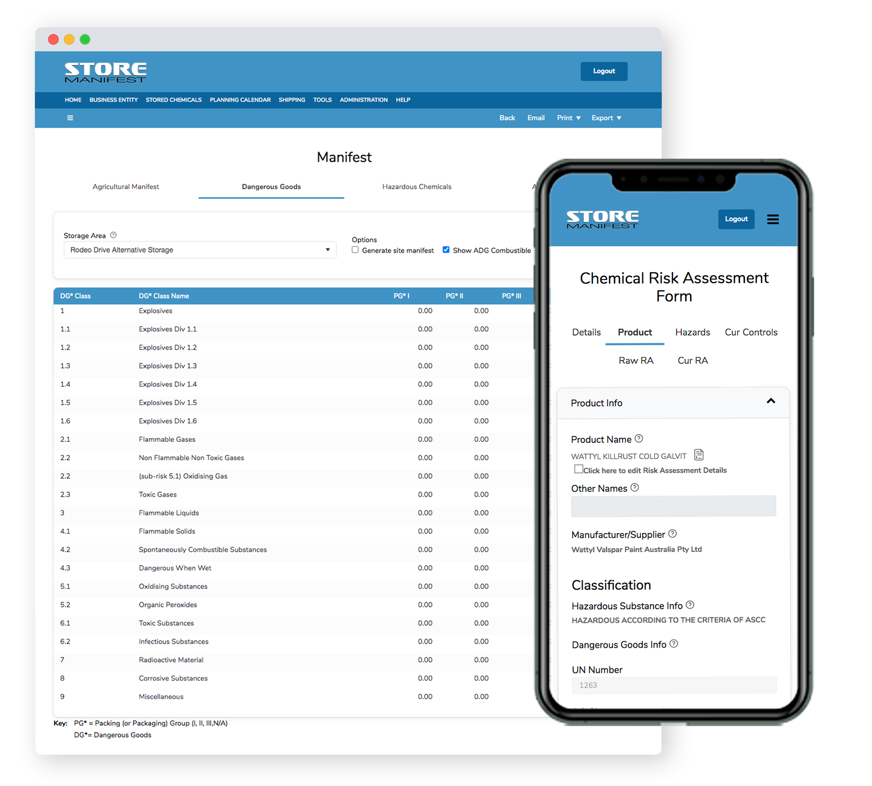 Store Manifest chemical management system